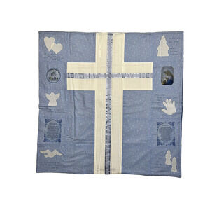 Handmade Catholic Cross Prayer Blanket, Comfort Blanket 46 x 40in